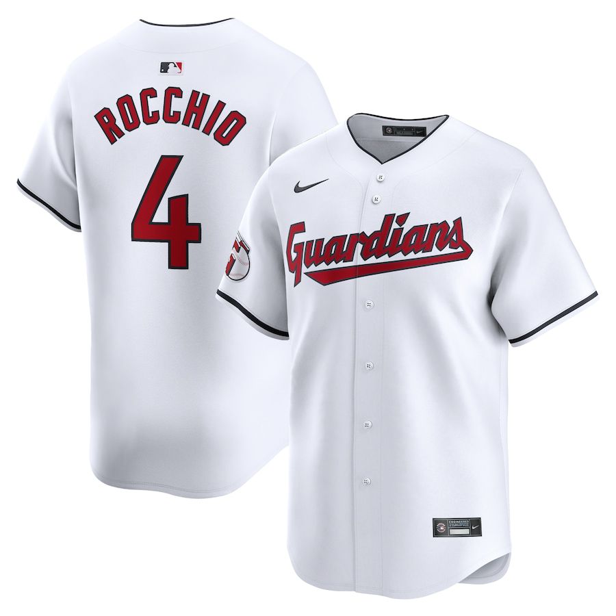 Men Cleveland Guardians #4 Brayan Rocchio Nike White Home Limited Player MLB Jersey->->